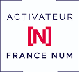 Logo Activateur France Num avec un N rouge stylisé