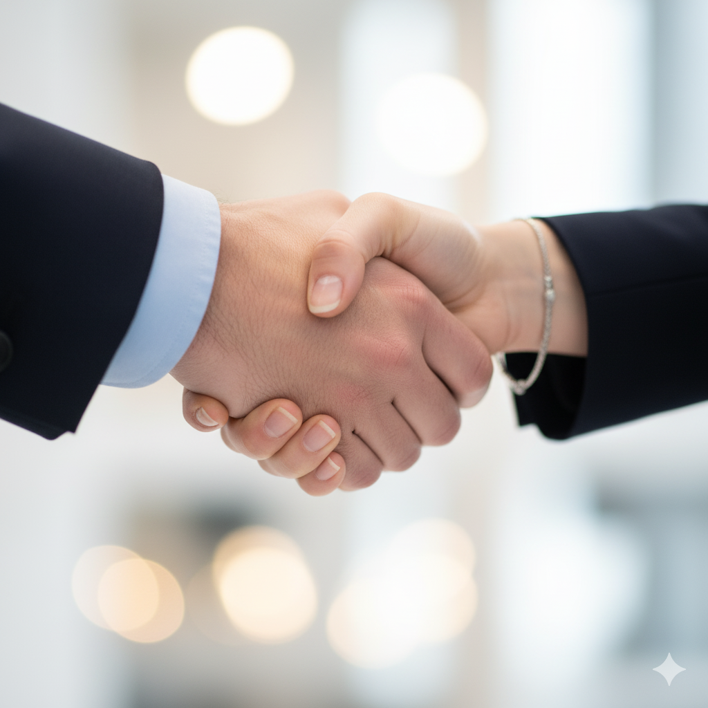 Poignée de main formelle. Accord commercial.